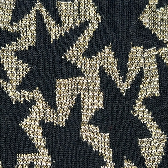 Vintage Metallic Gold & Black Star Print Knit Low V-Back Dress Jumper - Picture 3 of 5